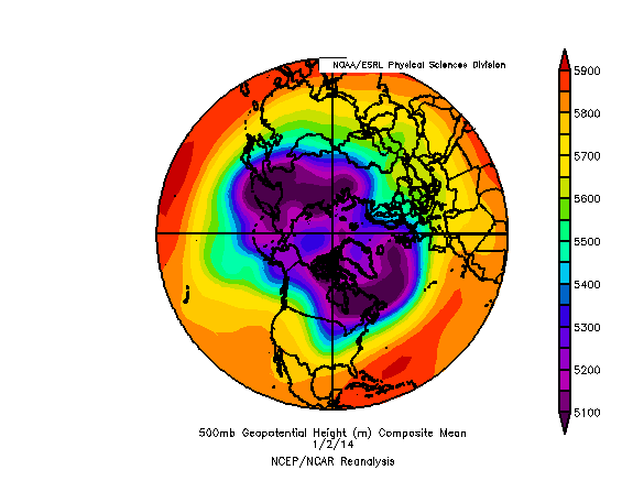 500MB ESRL composite pressure polar vortex