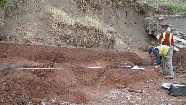 A ditch at Challaborough in Devon contained Iron Age and Romano-British pottery